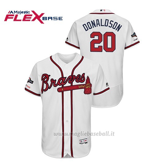 Maglia Baseball Uomo Atlanta Braves 20 Josh Donaldson 2019 Postseason Flex Base Bianco